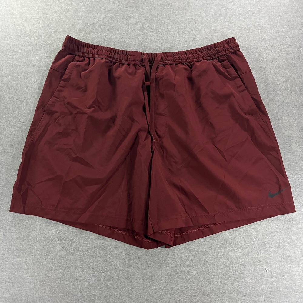 Nike Mens XXL Dri-FIT Training Shorts Burgundy Red Elastic Waist Athletic Gym